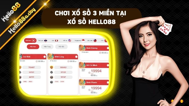 Xổ số 3 miền tại sảnh cược của nhà cái HELLO88